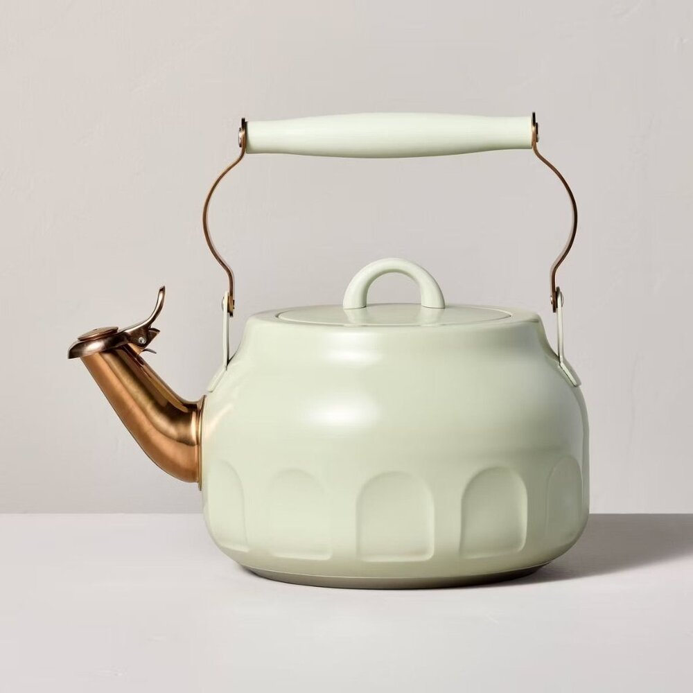 2qt Stainless Steel Arch Cutout Teapot Serene Green - Hearth & Hand Magnolia